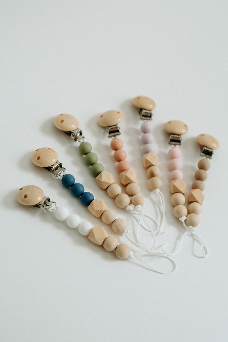 Silicone + Wood Pacifier Clip