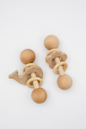 Wooden Rattle with Animal- Handmade- Organic -Natural – Young & Wild Co.