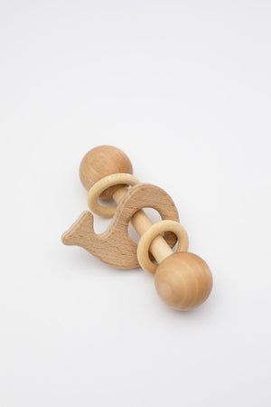 Wooden Rattle with Animal- Handmade- Organic -Natural – Young