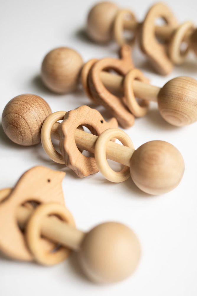 Wooden Rattle with Animal- Handmade- Organic -Natural – Young & Wild Co.
